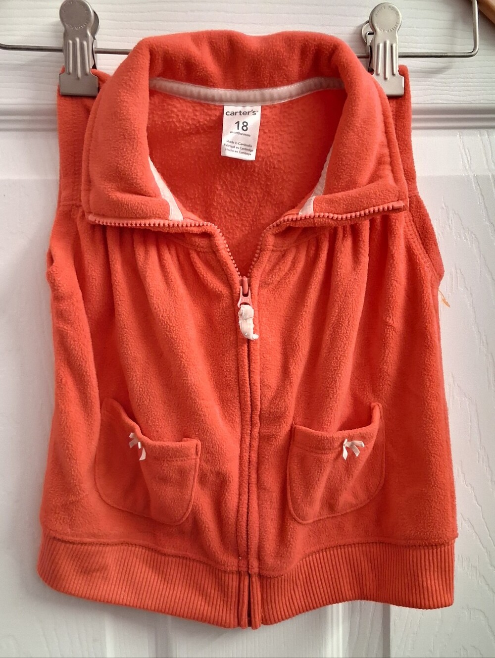 Carters 18 Months Fleece Vest Neon Red Orange